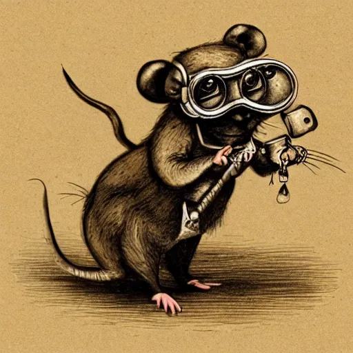 Image similar to a rat with steampunk googles, by Qian Xuan