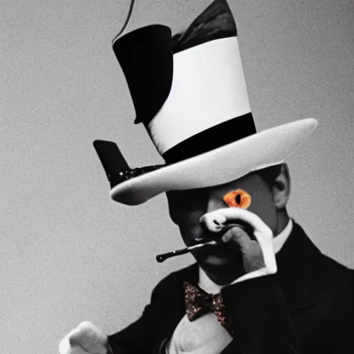 Image similar to Photograph of a gecko in a top hat smoking a cigar, holding a martini