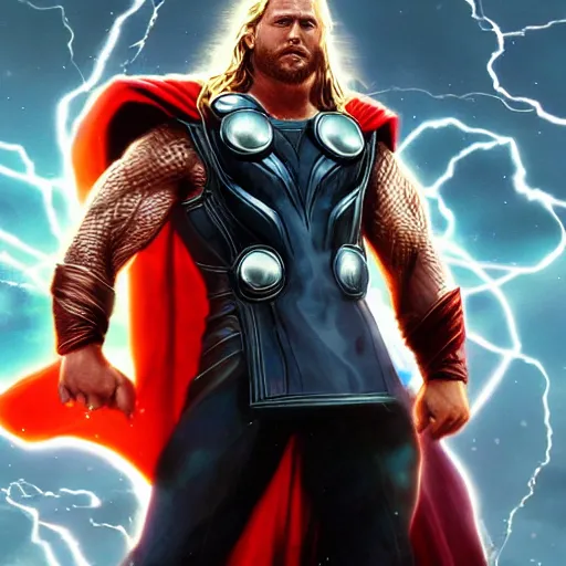 Image similar to Thor, God of Ligthning, Powerful!!!!, sparkling lightning, epic, fantasy art, artstation