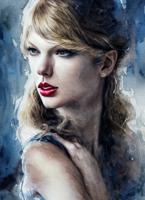 Image similar to portrait, Taylor Swift, watercolor, dramatic lighting, cinematic, establishing shot, extremely high detail, foto realistic, cinematic lighting, pen and ink, intricate line drawings, by Yoshitaka Amano, Ruan Jia, Kentaro Miura, Artgerm, post processed, concept art, artstation, matte painting, style by eddie mendoza, raphael lacoste, alex ross