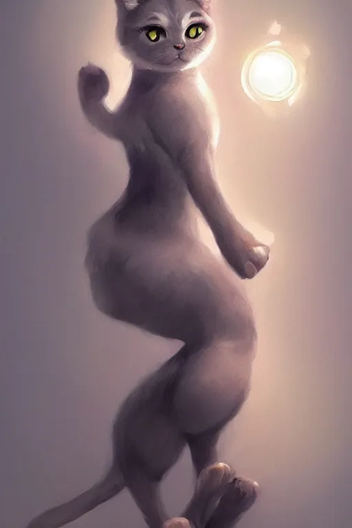 Prompt: a fullbody pose of humanoid cat, beautiful clean oil painting a anthropomorphic cat, pinterest, artstation trending, behance, silver, laser light, trending on furaffinity, backlighting, cartoon, by kawacy