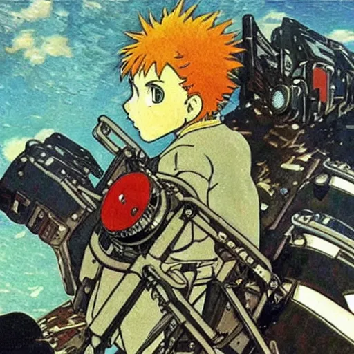 Image similar to akira anime film, by van gogh