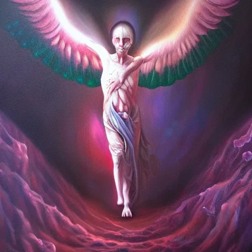 Image similar to brining healing to the underworld astral realm death journey in oil painting, trending on artstation, award winning, emotional, highly detailed dark surrealist art