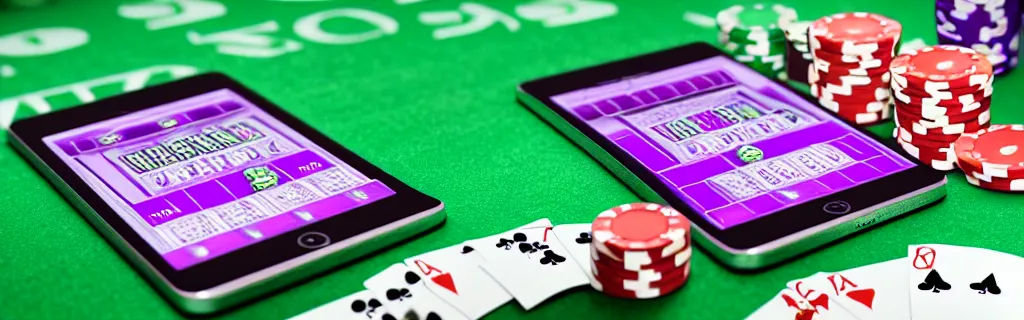 Image similar to purple and green slots casino interface, material design