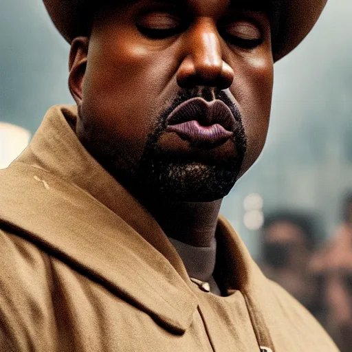 Prompt: kanye west as muammar kadhafi as emperor napoleon in fallout, splash art, movie still, detailed face, cinematic lighting, dramatic, octane render, long lens, shallow depth of field, bokeh, anamorphic lens flare, 8 k, hyper detailed, 3 5 mm film grain