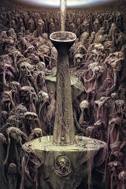 Prompt: hyper realistic painting of the holy grail by wayne barlowe, beksinski, hr giger, austin osman spare, bussiere