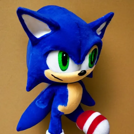 Prompt: A plushie of Sonic