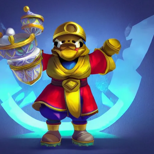 Image similar to king dedede as a league of legends champion. league of legends splash art. digital illustration. high quality. stylized. lots of detail. ultra high definition. 4 k.