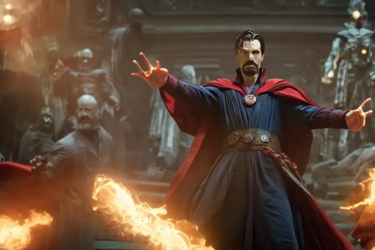 Prompt: film still of Zombie Doctor Strange in new avengers movie, 4k