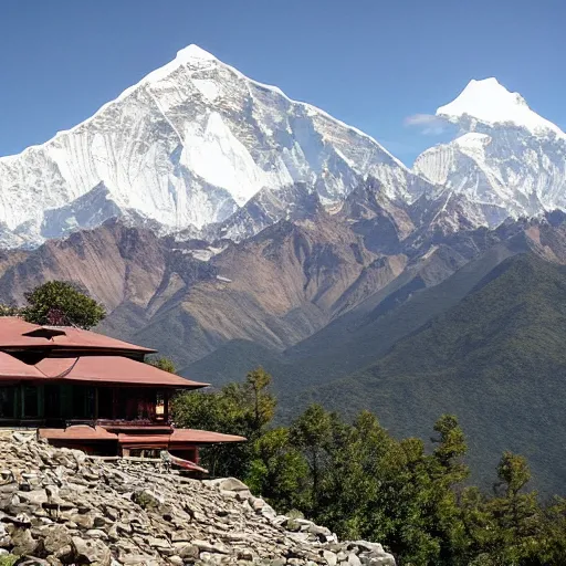 Prompt: Mansion built into the peak of Mount Everest