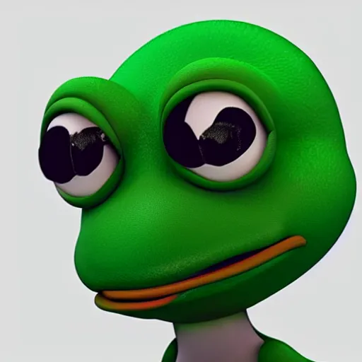 Image similar to a sadge - sad - pepe - the - frog, looking more depressed than usual, quivering lips, fists in the air, sweat flying, cgi render, zbrush, octane, keyshot render