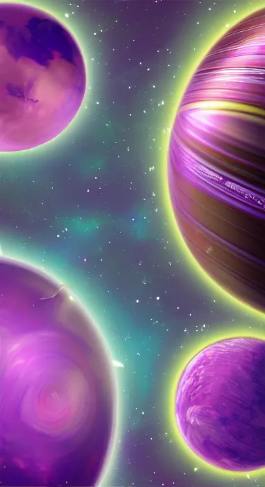 Image similar to layered purple planet space theme, background artwork, digital art, award winning, pixel art