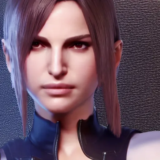 Image similar to natalie portman in final fantasy 7 remake, character render, full body shot, highly detailed, in game render