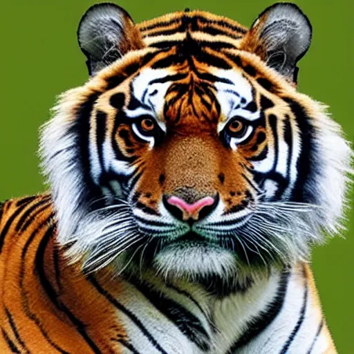 Prompt: photo of a tiger wearing a wig