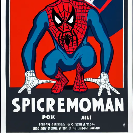 Prompt: Spider man in British propaganda poster