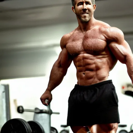 Image similar to Ryan Reynolds as a bodybuilder, hd