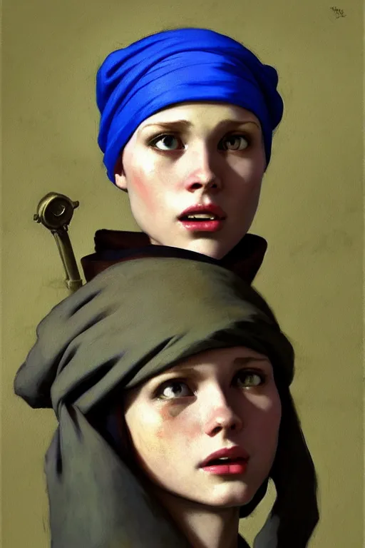 Image similar to team fortress 2 scout the girl with the pearl earring as the team fortress 2 scout team fortress 2 scout team fortress 2 scout, painting by gaston bussiere, katsuya terada, nc wyeth, greg rutkowski, craig mullins, vermeer, frank frazetta, mucha, tom of finland, trending on artstation