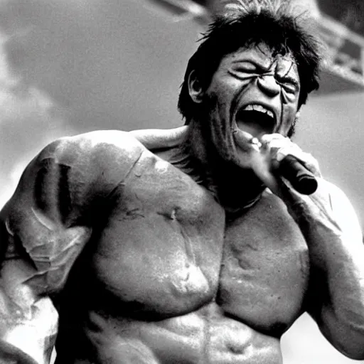 Image similar to hulk performing at woodstock