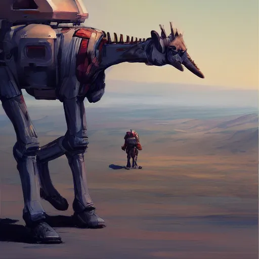 Prompt: a half robot jiraffe walking on mars, trending on artstation, art by greg manchess, guangjian, detailed digital art, artstation hd