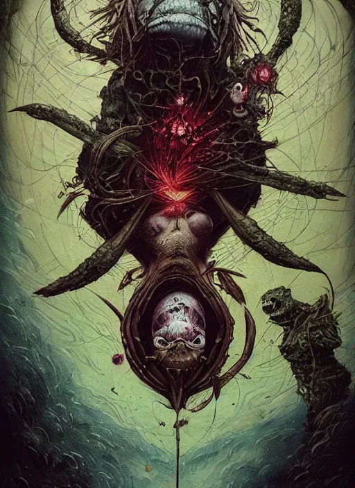 Prompt: the mock turtle, death tarot card, highly detailed, cinematic, 8 k, by megan duncanson, benjamin lacombe, adrian borda, stanley artgermm, tom bagshaw, craig mullins, carne griffiths, ayami kojima, beksinski, giger, trending on deviantart, hyper detailed, horror, full of colour