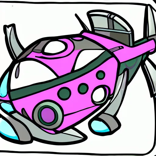 Image similar to spaceship, cartoon, invader zim style,