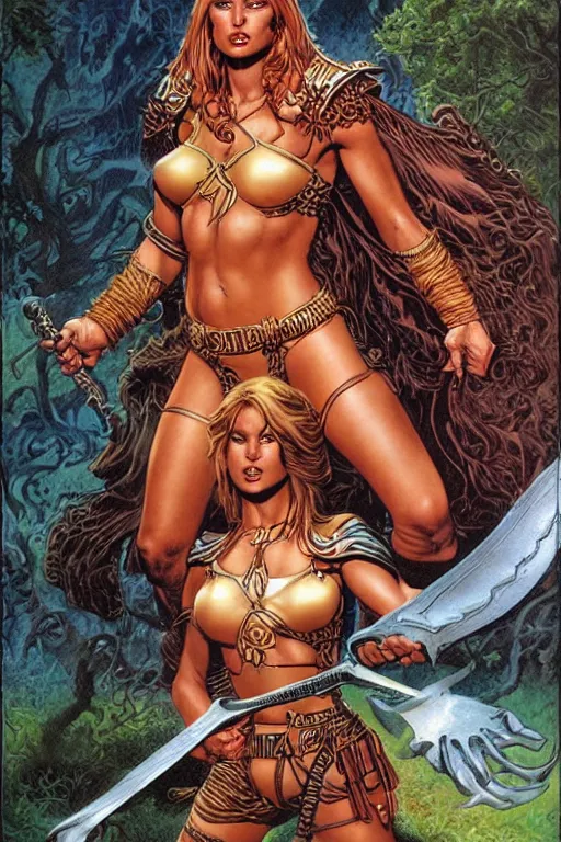 Image similar to A beautiful female warrior by larry Elmore, Jeff easley and Boris Valejo and Julie Bell