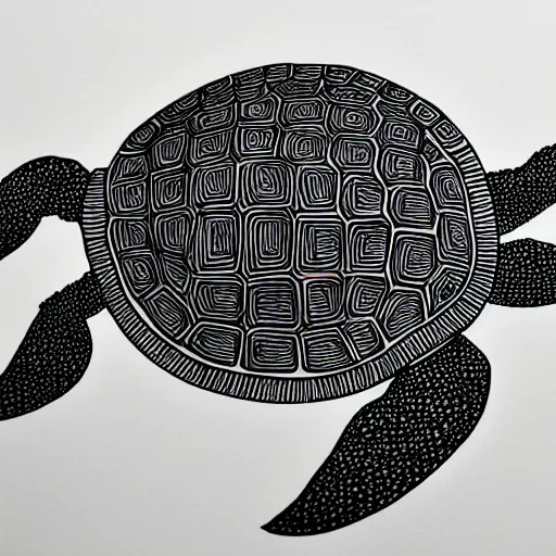 Prompt: turtle duck hybrid, black ink on paper, trending on artstation, beautiful, intricate, detailed