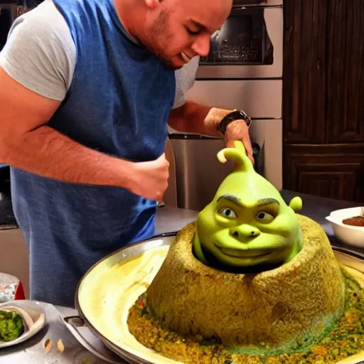 Prompt: Shrek making a moroccan tagine