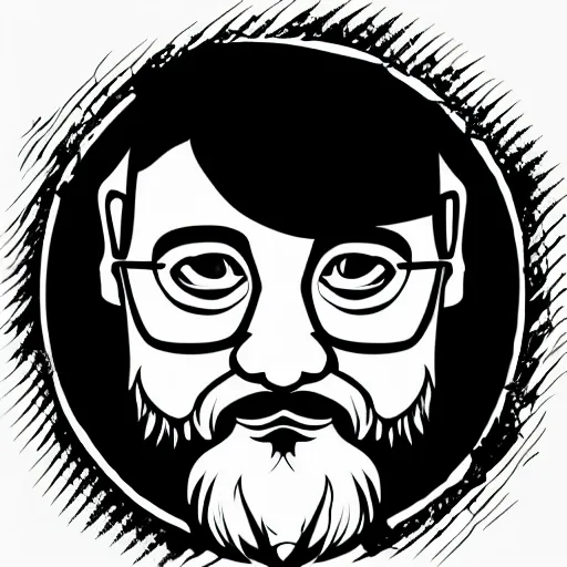 Image similar to bearded man using woodlathe, vector art, simple, clean, monochromatic