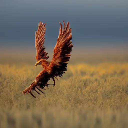 Image similar to Wildlife photography of a phoenix, award winning photograph, 8k