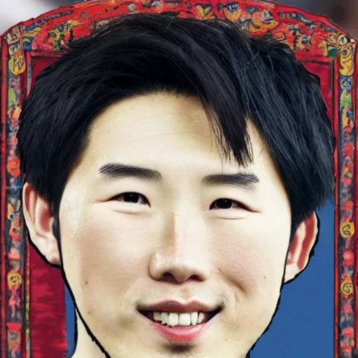 Image similar to portrait of son heung min in the style of dinotopia