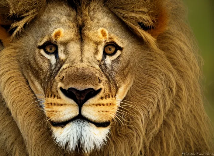 Prompt: a closeup, 4 5 mm, detailed photograph of real lion head dwarf in savana, beautiful low light, savana background, 4 5 mm, by franz lanting