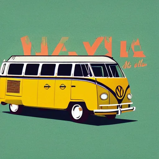 Image similar to illustration of an old van volkswagen, may 6 8, pastel colors, cool, hippie by studio muti