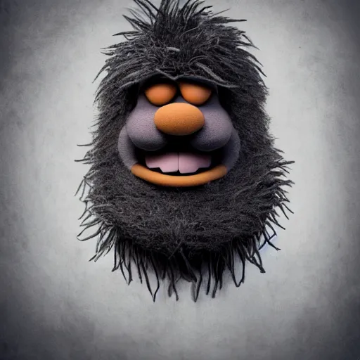 Image similar to a still of a forgotten muppet character looking very manly and modern, hilarious, laughing, hairy chest, huge chin, manly monster tough guy, roughled fur, photo real, photographic, photograph, artstation, trending, featured