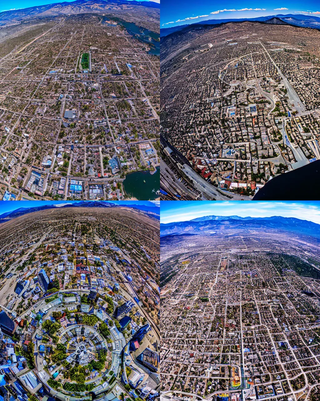 Prompt: Aerial fisheye photo of Reno, Nevada