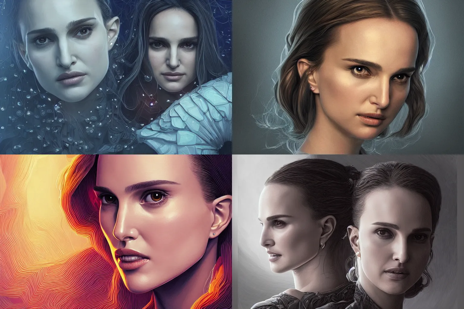 Prompt: portrait isometric drawing, natalie portman, intricate, epic lighting, cinematic composition, hyper realistic, 8k resolution, unreal engine 5, by Artgerm, tooth wu, dan mumford, beeple, wlop, rossdraws, James Jean, Andrei Riabovitchev, Marc Simonetti, yoshitaka Amano, Artstation