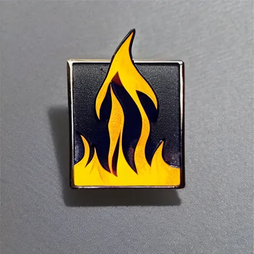 Image similar to minimalistic clean fire warning enamel pin