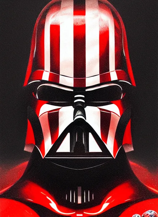 Prompt: portrait of christmas candy cane themed darth vader, intricate, elegant, highly detailed, digital painting, artstation, concept art, sharp focus, smooth, illustration, art by picasso, junji ito and greg rutkowski