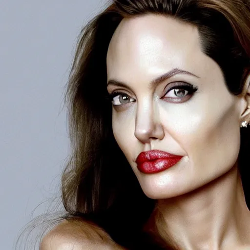 Image similar to angelina jolie face on an ( orange )