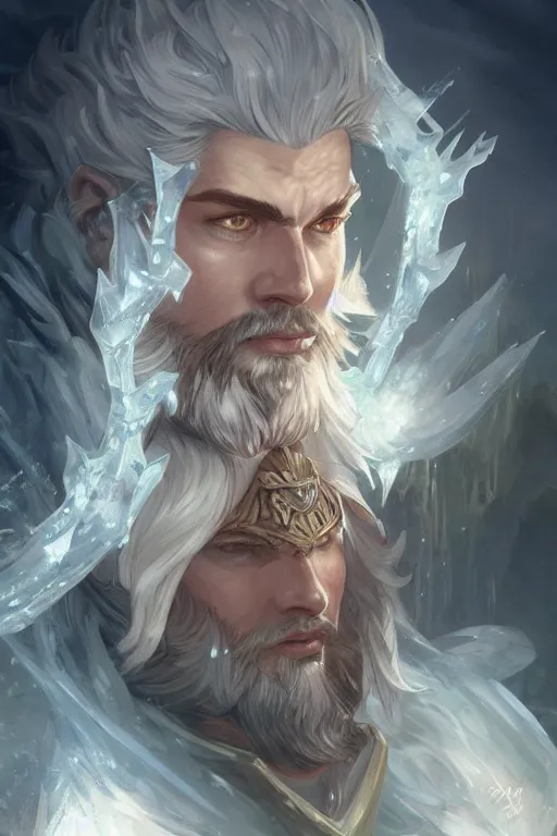 Image similar to portrait of tryndamere from league of legends, photorealistic icy tundra, full body, powerful, fantasy, intricate, elegant, highly detailed, digital painting, artstation, concept art, sharp focus, illustration, art by artgerm and greg rutkowski and alphonse mucha