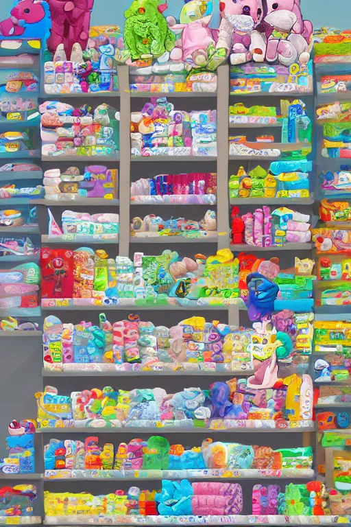 Prompt: Diaper Store overflowing with Diapers, digital art, professional illustration, highly detailed, trending on artstation