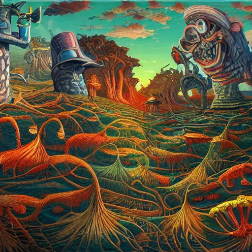 Image similar to hyper - detailed character composition painting in the style of artist chris mars, in a landscape