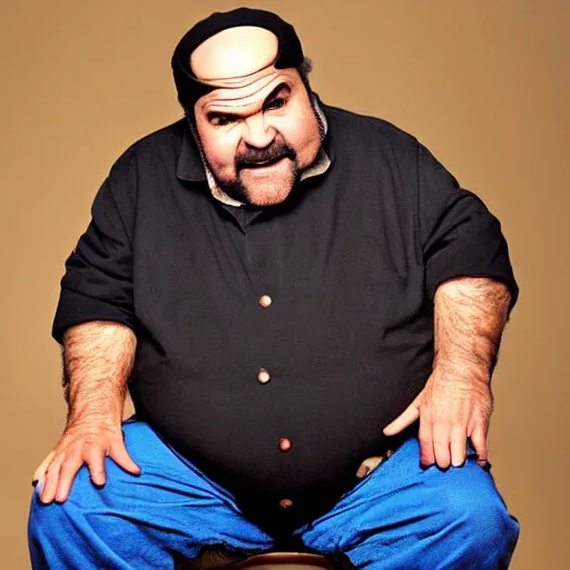 Image similar to live-action-Wario-hollywood movie casting, played by Dom DeLuise, posing for poster photography