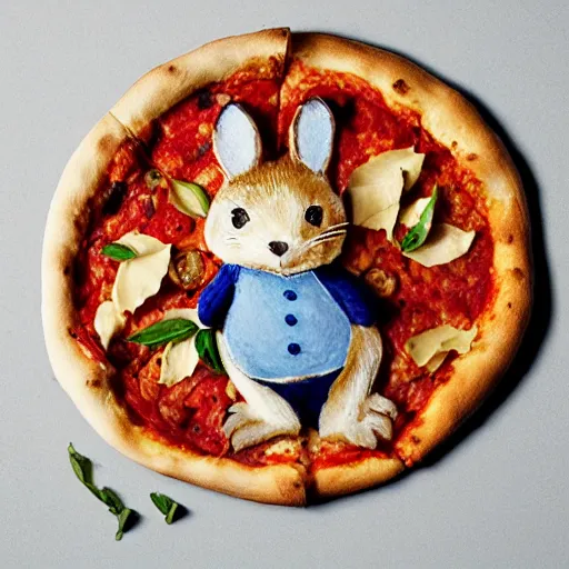 Image similar to a pizza by beatrix potter