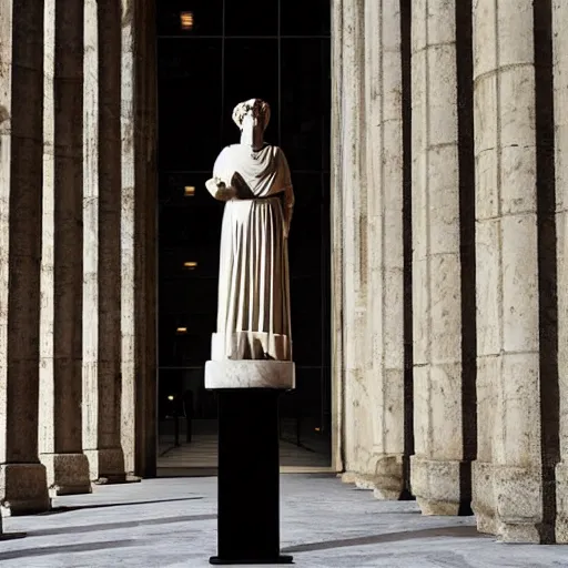 Prompt: greek marble stature of angela merkel, high defenition photo, cinematic lighting