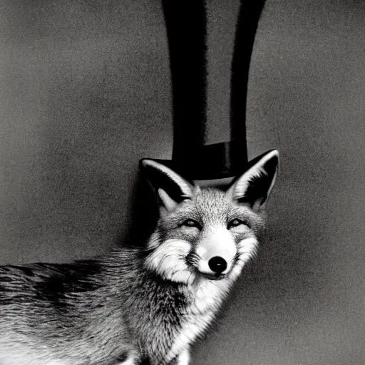 Image similar to 35mm photo of a Fox with a top hat