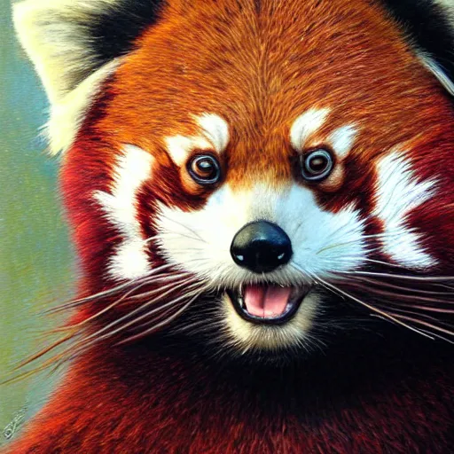 Image similar to red panda as a realistic fantasy knight, closeup portrait art by donato giancola and greg rutkowski, realistic face, digital art, trending on artstation, symmetry!!