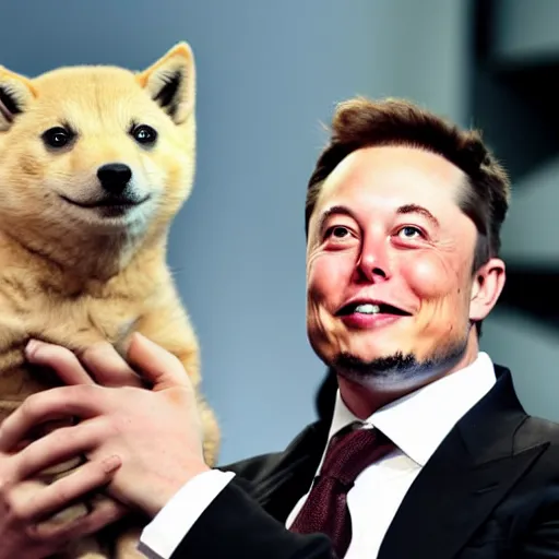 Prompt: elon musk holding a doge, photo by getty images