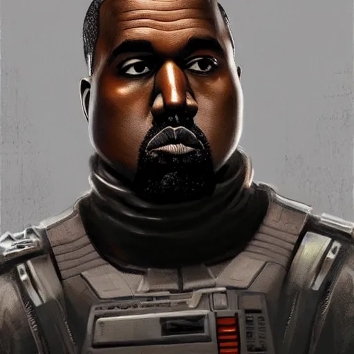 Prompt: Kanye West as a space soldier, Sci-Fi closeup character art by Neil Roberts and Marc Lee and Vladimir Krisetskiy and Donato Giancola and Craig Mullins, digital art, trending on artstation