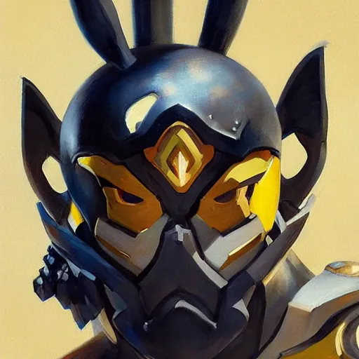 Image similar to greg manchess portrait painting of partially armored umbreon as overwatch character, medium shot, asymmetrical, profile picture, organic painting, sunny day, matte painting, bold shapes, hard edges, street art, trending on artstation, by huang guangjian, gil elvgren, ruan jia, greg rutkowski, gaston bussiere
